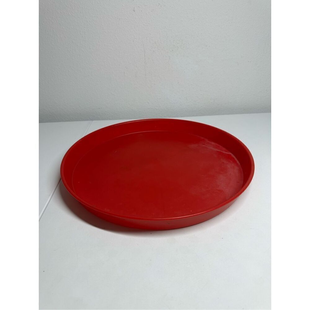 Vintage Midland MFG CO Ft. Smith Arkansas RED ROUND SERVING TRAY 16” diameter